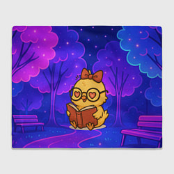 Плед флисовый Цыпленок в очках читает книжку, цвет: 3D-велсофт