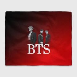 Плед флисовый BTS красно-черный фон, цвет: 3D-велсофт
