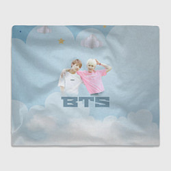 Плед флисовый BTS светлый голубой фон, цвет: 3D-велсофт