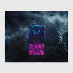 Плед флисовый Rage mode злой медведь, цвет: 3D-велсофт