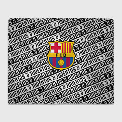 Плед флисовый Барселона х Ювентус паттерн, цвет: 3D-велсофт