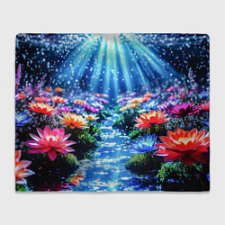 Плед флисовый Цветы на глубине освещённые лучами, цвет: 3D-велсофт