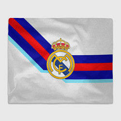 Плед флисовый Real Madrid текстура полосы, цвет: 3D-велсофт