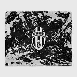 Плед флисовый Ювентус белые штрихи красок, цвет: 3D-велсофт