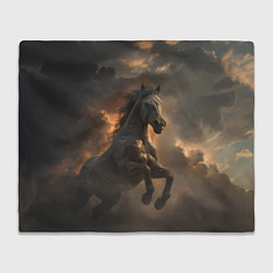 Плед флисовый Лошадь в прыжке на фоне неба, цвет: 3D-велсофт