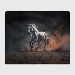 Плед флисовый Белая лошадь, цвет: 3D-велсофт