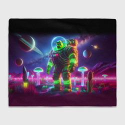 Плед флисовый Космонавт Шрук в неоновом скафандре на загадочной, цвет: 3D-велсофт