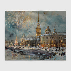 Плед флисовый Новогодний салют в Питере, цвет: 3D-велсофт