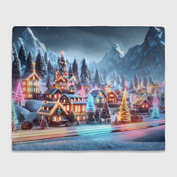 Плед флисовый Городок в новогодних огоньках, цвет: 3D-велсофт