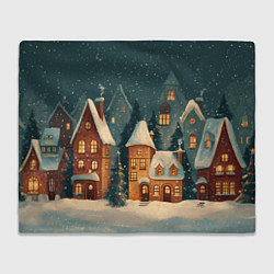 Плед флисовый Сказочный Новогодний городок, цвет: 3D-велсофт