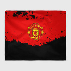 Плед флисовый Манчестер Юнайтед краски брызги, цвет: 3D-велсофт