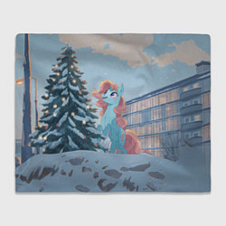 Плед флисовый Новогодняя лошадка у елочки, цвет: 3D-велсофт