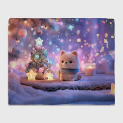 Плед флисовый Новогодний пушистый щенок, цвет: 3D-велсофт