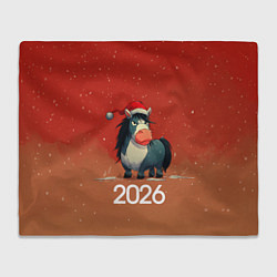 Плед флисовый Новый год - лошадка 2026, цвет: 3D-велсофт