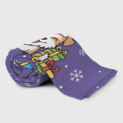 Плед флисовый Новогодняя собачка с подарками, цвет: 3D-велсофт — фото 2