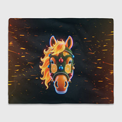 Плед флисовый Новогодняя мандариновая лошадь, цвет: 3D-велсофт