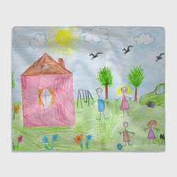 Плед флисовый Детские рисунки, цвет: 3D-велсофт