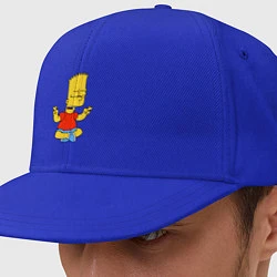 Кепка-снепбек Барт Симпсон - сидит со скрещенными пальцами, цвет: синий