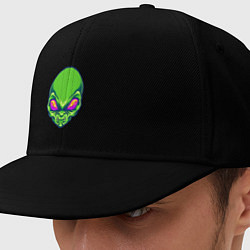 Кепка-снепбек Голова зелёного пришельца, цвет: черный