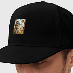 Кепка-снепбек Кот журналист - нейроарт, цвет: черный