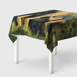 Скатерть для стола Семья слонов в природе, цвет: 3D-принт — фото 2