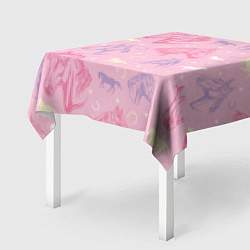Скатерть для стола Лошади на розовом фоне, цвет: 3D-принт — фото 2