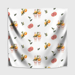 Скатерть для стола Узор Руки и Апельсины, цвет: 3D-принт