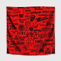 Скатерть для стола Лучшие рок группы на красном, цвет: 3D-принт