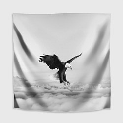 Скатерть для стола Орёл в облаках черно-белый, цвет: 3D-принт
