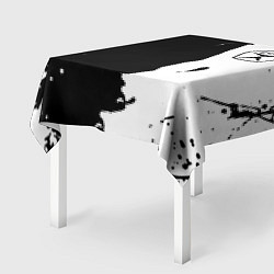 Скатерть для стола Ссср знак качества - краски брызг чёрно-белых, цвет: 3D-принт — фото 2