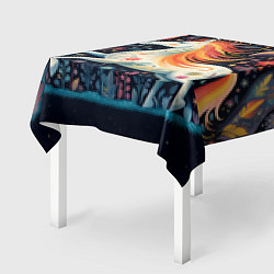 Скатерть для стола Радужная лошадка в стиле фолк-арт, цвет: 3D-принт — фото 2