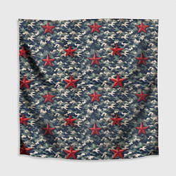 Скатерть для стола Красные звезды на камуфляже, цвет: 3D-принт