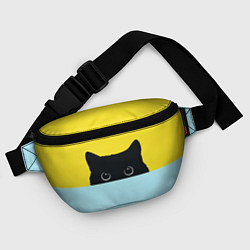 Поясная сумка Черный кот выглядывает, цвет: 3D-принт — фото 2