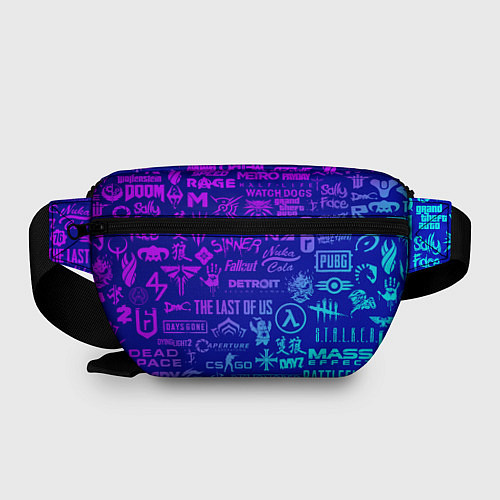 Поясная сумка Неоновые геймерские лого / 3D-принт – фото 2