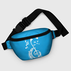 Поясная сумка Котик Меломан голубой, цвет: 3D-принт — фото 2