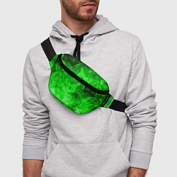 Поясная сумка ОГОНЬ GREEN NEON, цвет: 3D-принт — фото 2