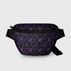 Поясная сумка Фиолетовые розы на темном фоне, цвет: 3D-принт