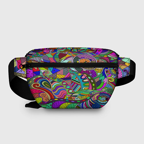 Поясная сумка Дудлы узор разноцветный хиппи / 3D-принт – фото 2
