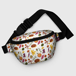 Поясная сумка Уют, ежи, листья и банка варенья, цвет: 3D-принт — фото 2