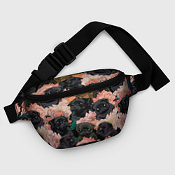 Поясная сумка Мопсы и Цветы, цвет: 3D-принт — фото 2