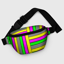 Поясная сумка Полосатый неоновый модный узор, цвет: 3D-принт — фото 2