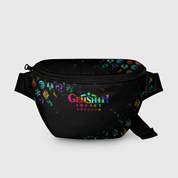 Поясная сумка GENSHIN IMPACT NEON LOGO RAINBOW STYLE, ЭМБЛЕМЫ