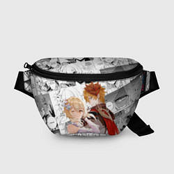 Поясная сумка Люмин и Тарталья на фоне манги, цвет: 3D-принт
