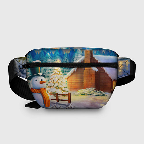 Поясная сумка Тигренок на фоне зимнего дома / 3D-принт – фото 2