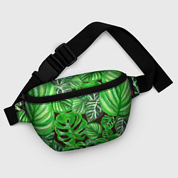 Поясная сумка Тропические листья на темном фоне, цвет: 3D-принт — фото 2