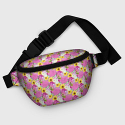 Поясная сумка Полевые фиолетовые и желтые цветочки, цвет: 3D-принт — фото 2