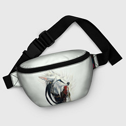 Поясная сумка Белый лис с перьями на голове, цвет: 3D-принт — фото 2
