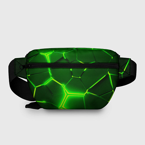 Поясная сумка 3D ПЛИТЫ НЕОН NEON GREEN HEXAGON РАЗЛОМ / 3D-принт – фото 2