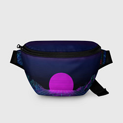 Поясная сумка Закат розового солнца Vaporwave Психоделика, цвет: 3D-принт