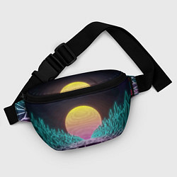 Поясная сумка Vaporwave Закат солнца в горах Neon, цвет: 3D-принт — фото 2